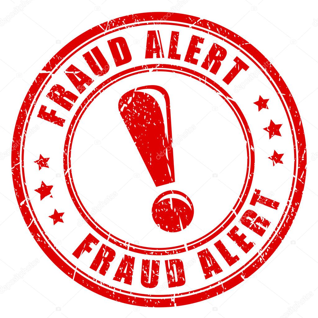 Fraud alert ink imprint vector illustration isolated on white background