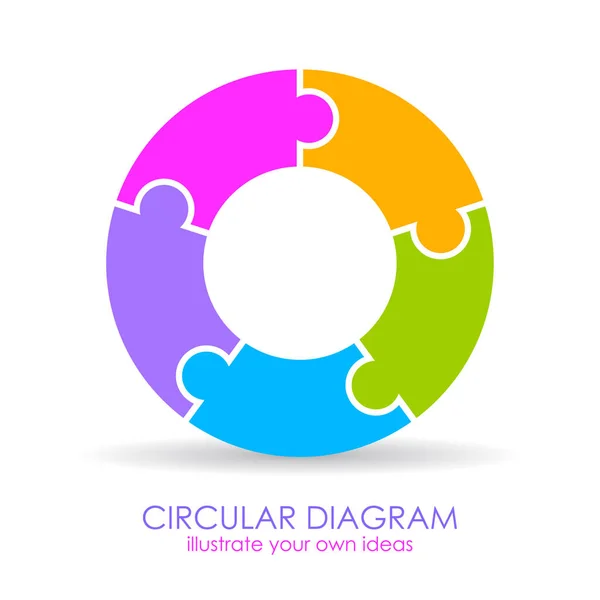 Fünf Teile Farbpuzzle Kreisdiagramm-Layout — Stockvektor