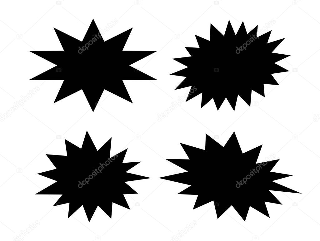 Pow stars shapes set vector illustration isolated on white background