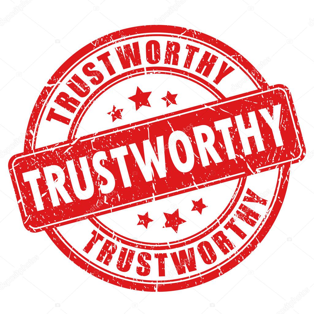 Trustworthy ink round stamp vector illustration isolated on white background