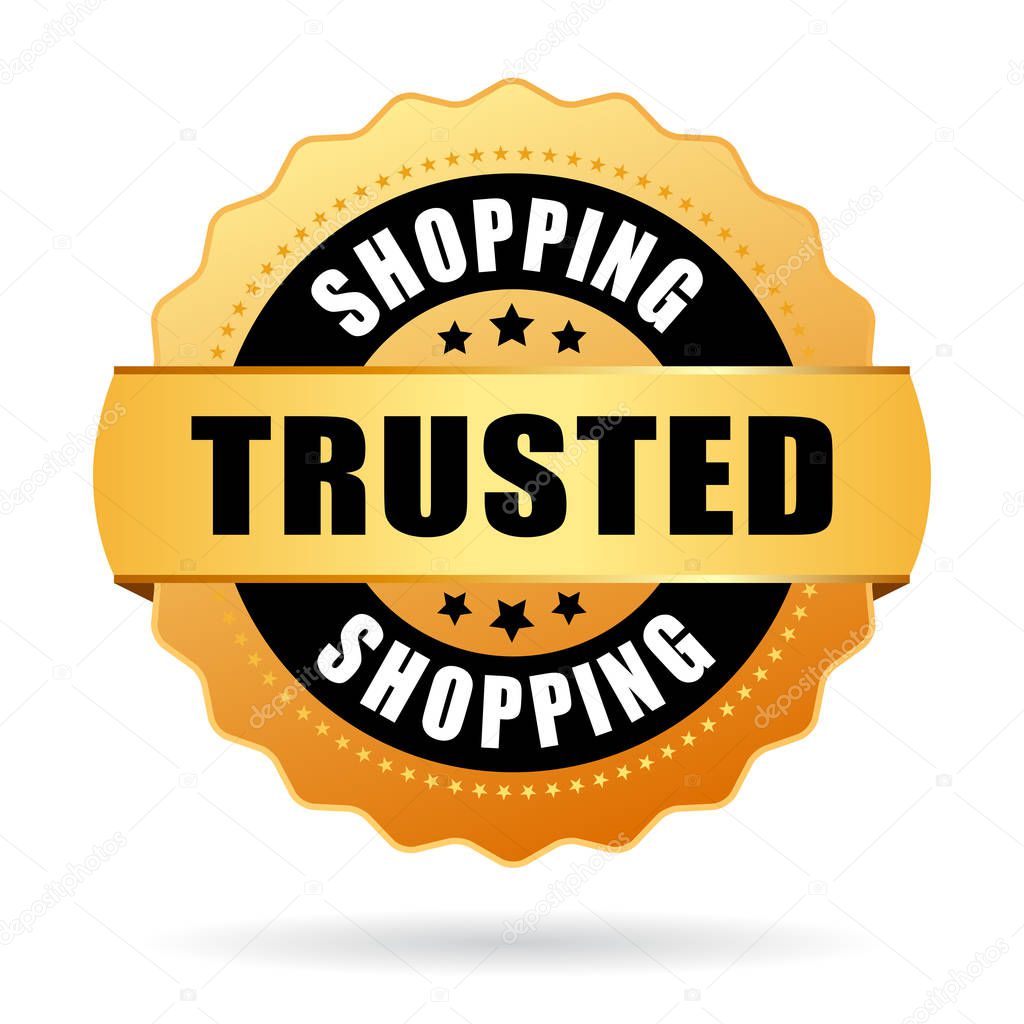 Safe online shop gold medal illustration isolated on white background