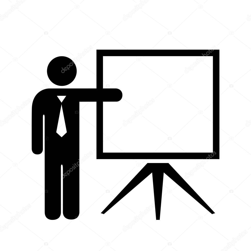 Teacher and blank screen icon