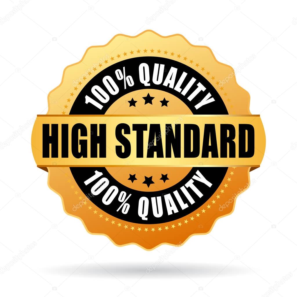 High standard gold star medal vector illustration isolated on white background