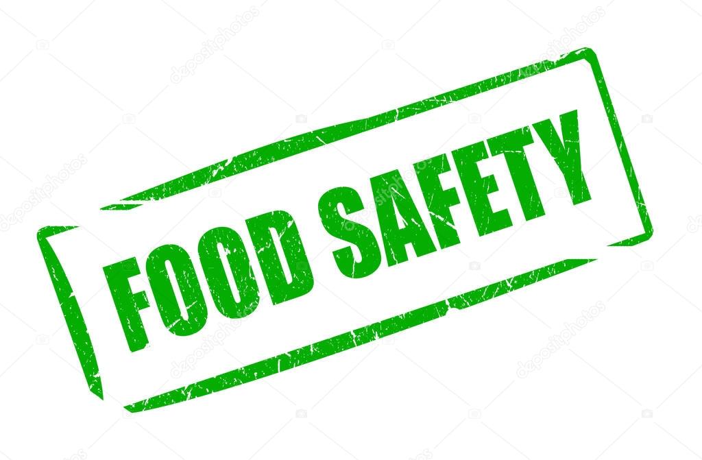 Food safety grunge ink imprint illustration isolated on white background