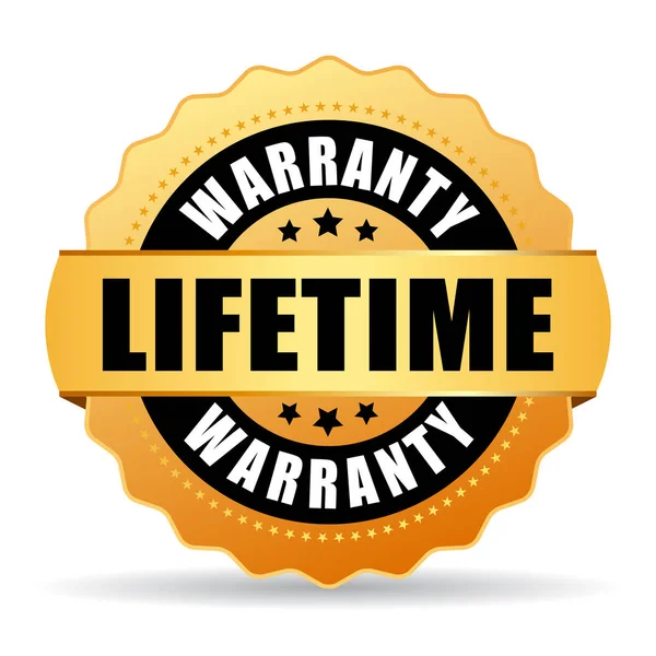 Lifetime warranty gold icon — Stock Vector