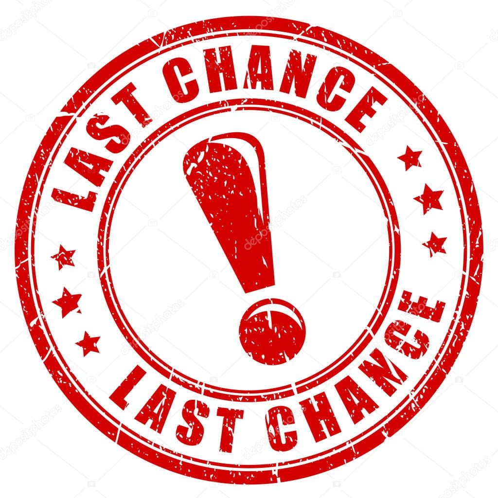 Last chance red rubber stamp vector illustration isolated on white background