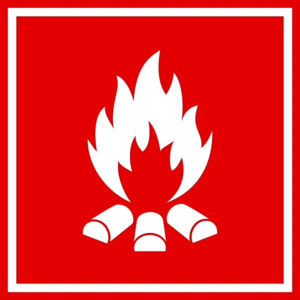 Warnschild rote Flamme Feuer — Stockvektor