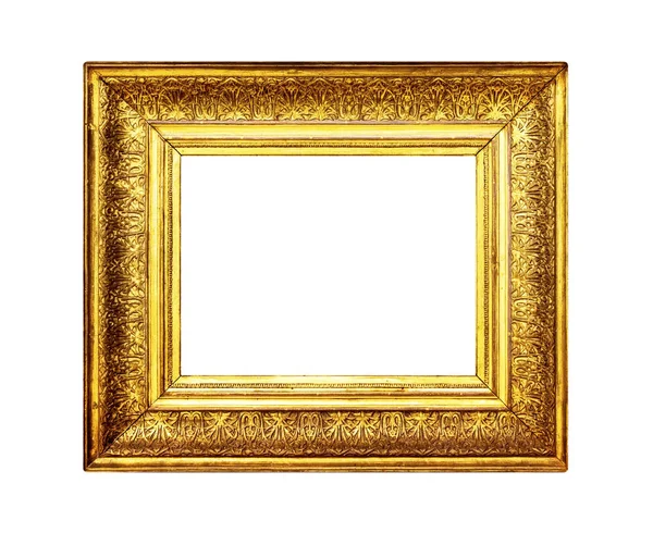 Moldura ornamentada de ouro isolado no fundo branco — Fotografia de Stock