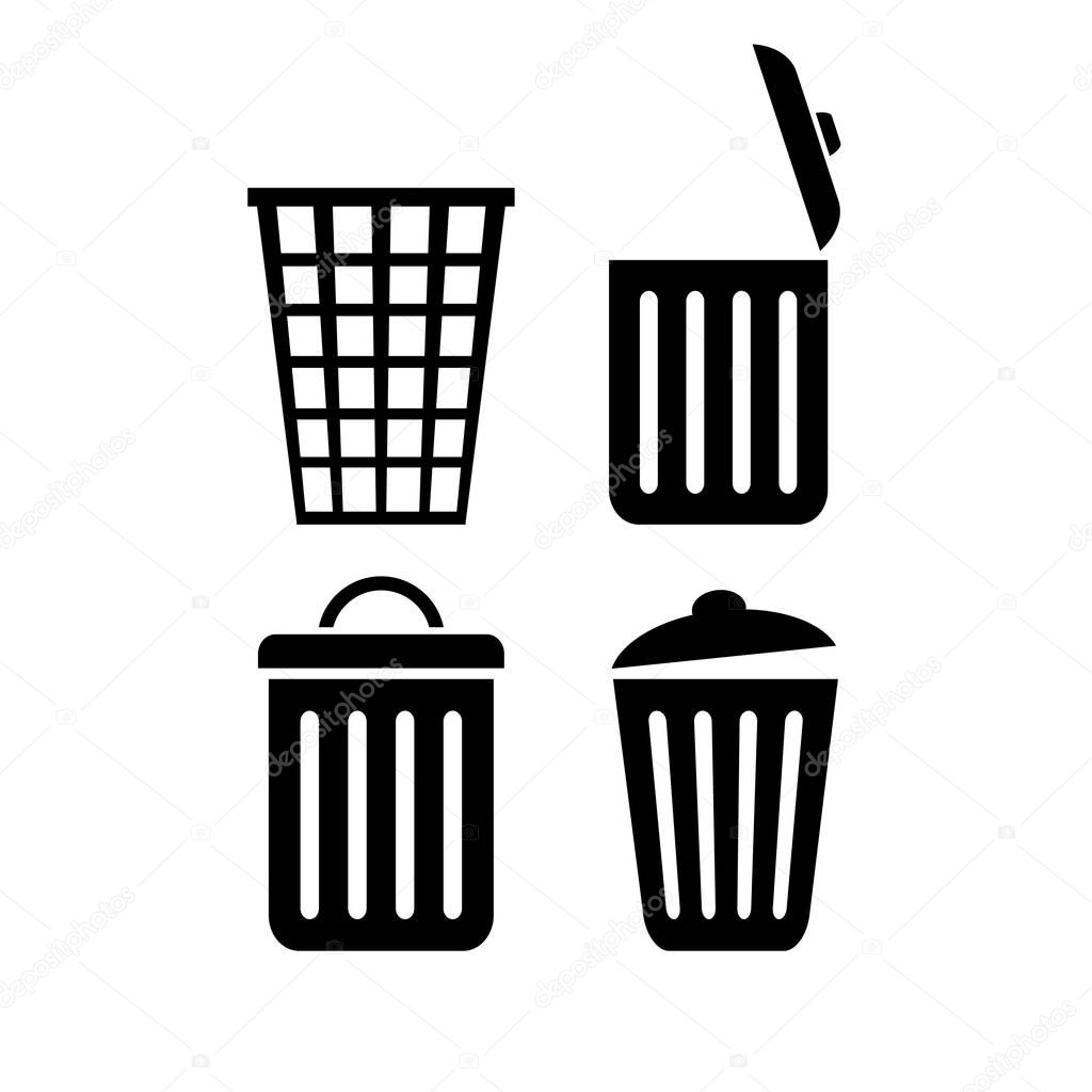 Trash can icon set vector illustration isolated on white background