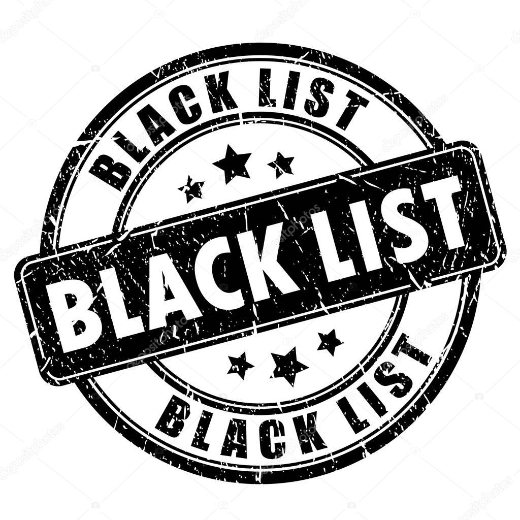 Black list ink imprint vector illustration isolated on white background