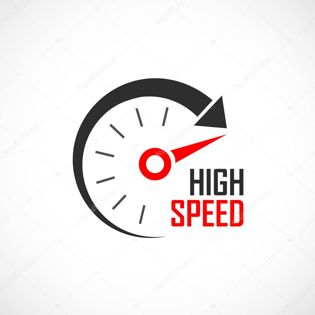 High speed vector sign illustration isolated on white background