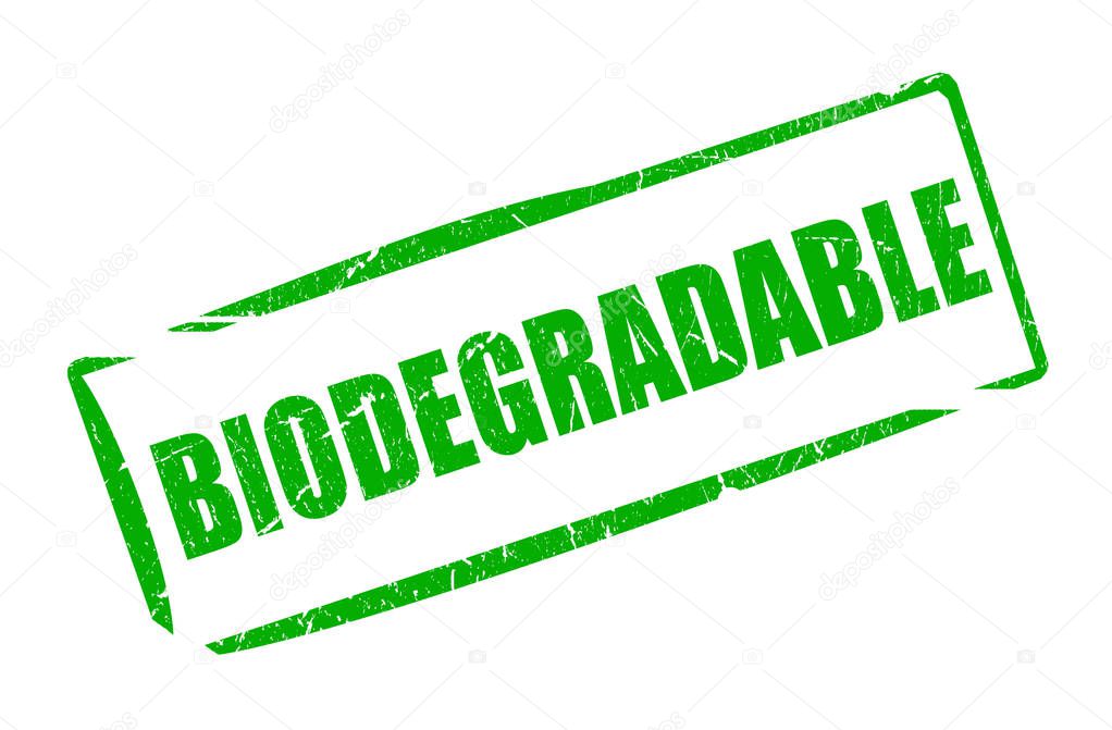 Biodegradable green rectangular rubber stamp