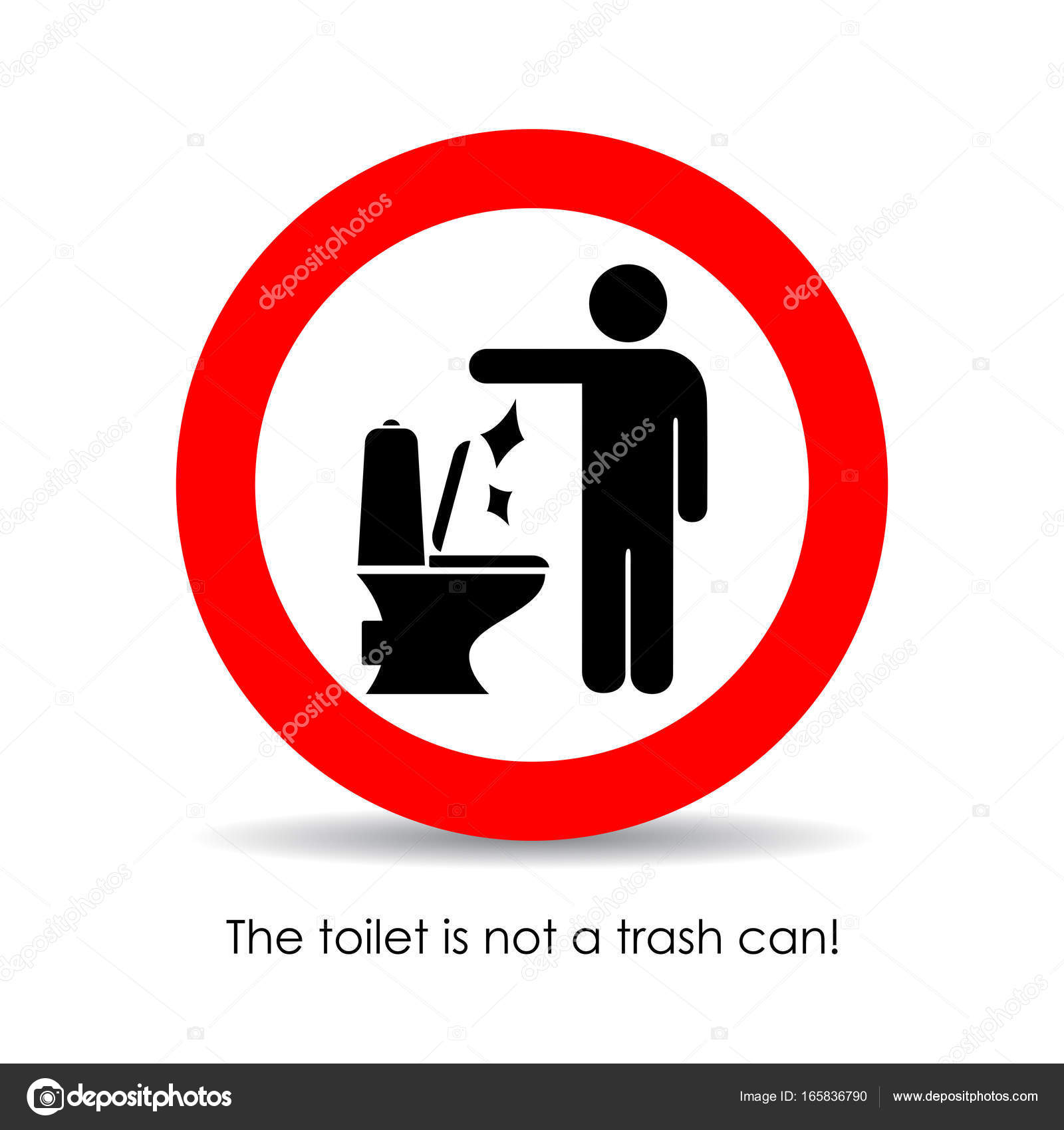 Inodoro no es un bote de basura, signo vectorial — Vector de stock