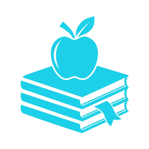 Livres et pomme icône éducative — Image vectorielle