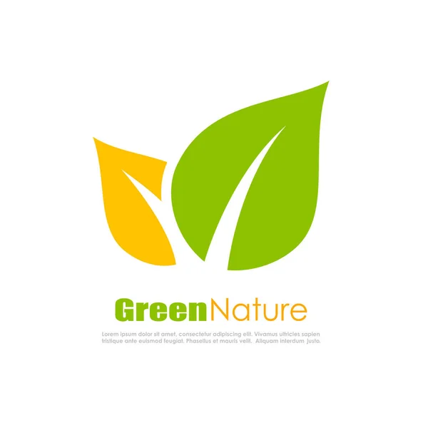 Logotipo verde folha natural — Vetor de Stock