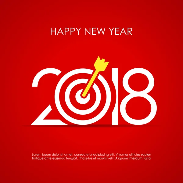 Happy 2018 New Year greeting card design with target board — Stock Vector