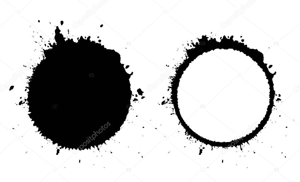 Grunge circle and blot vector icon