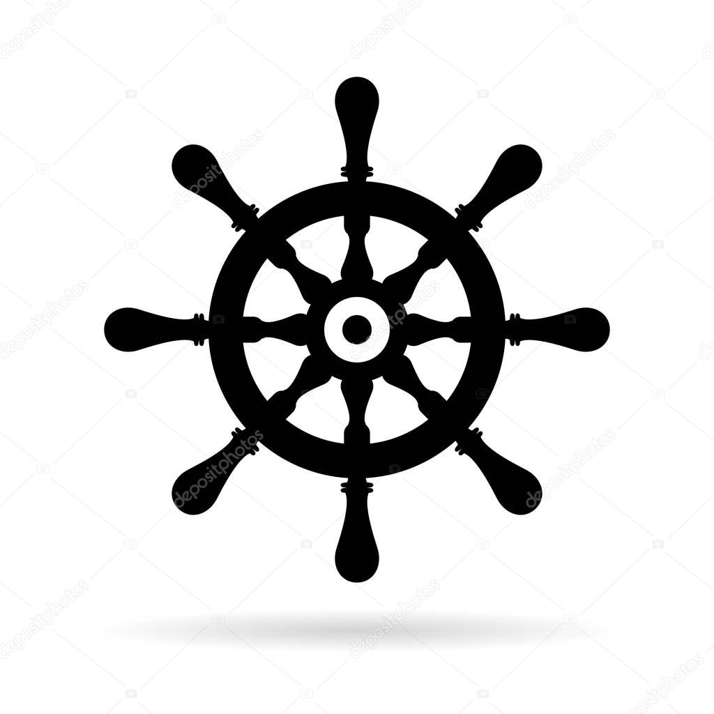 Ship steering wheel vector icon