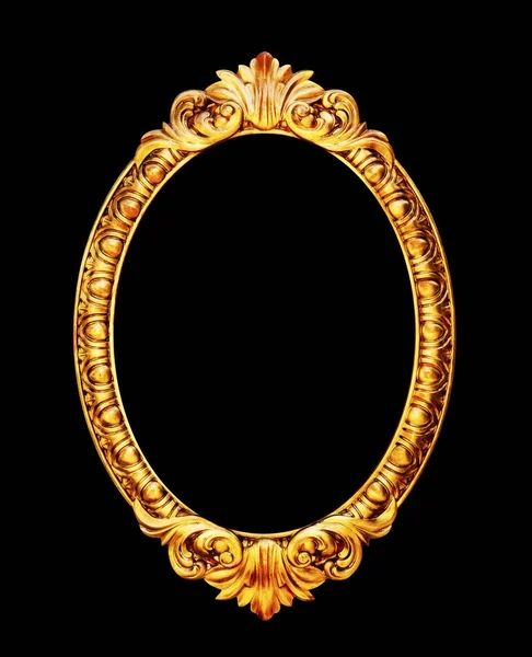 Foto ovale cornice specchio isolato su sfondo nero — Foto Stock