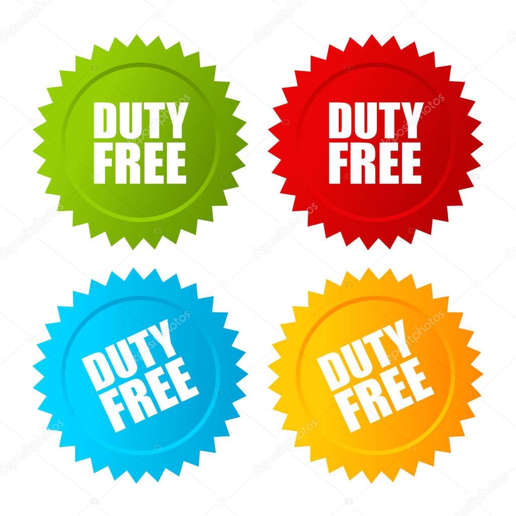 Duty free vector labels set illustration isolated on white background