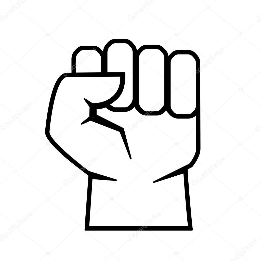 Clenched fist vector outline icon