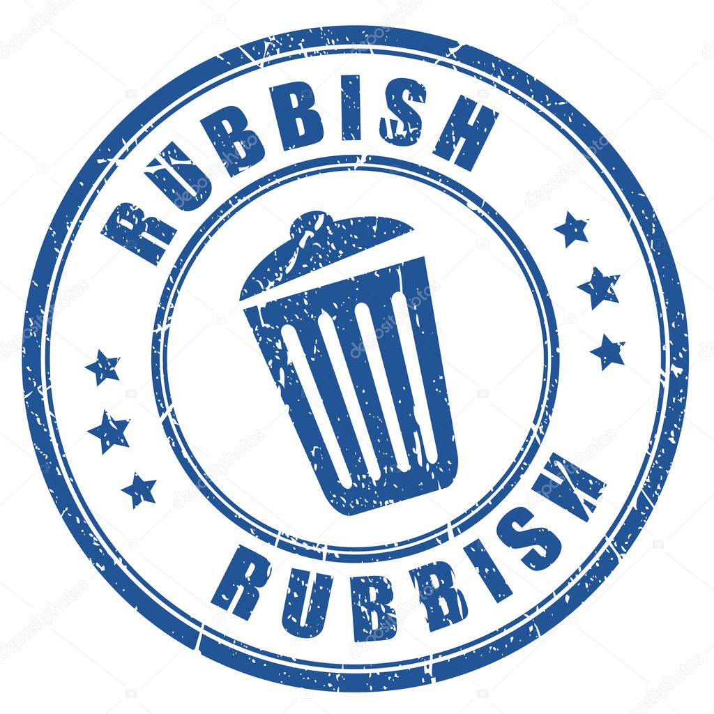 Rubbish ink round stamp illustration isolated on white background