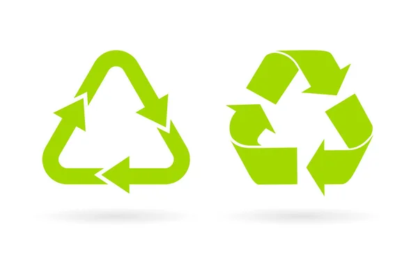 Icono de vector reciclado triángulo verde — Vector de stock
