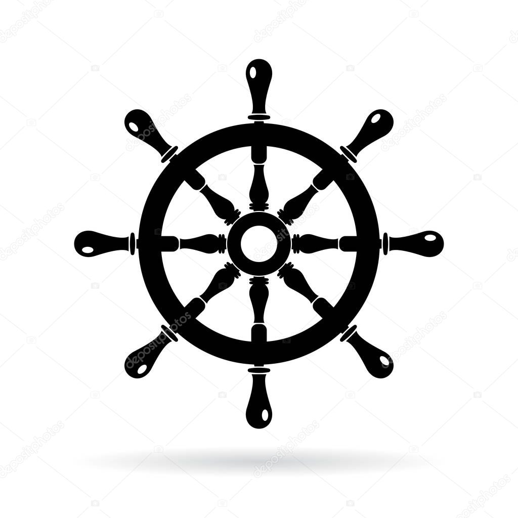 Boat steering wheel vector icon