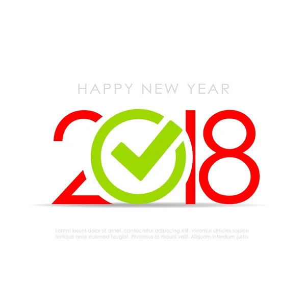 2018 New Year symbol with check mark — Stock Vector