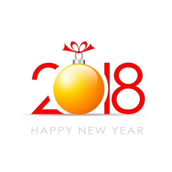 2018 Happy New Year greeting card with Christmas ball decoration — Stock Vector