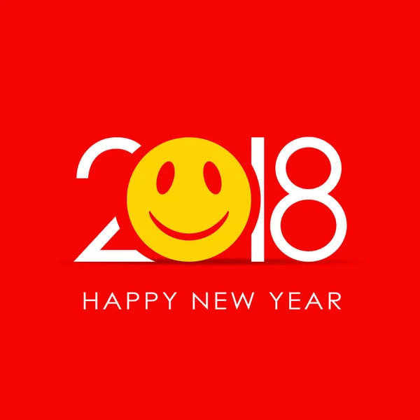 Feliz sonrisa 2018 diseño de la tarjeta de Año Nuevo — Archivo Imágenes Vectoriales