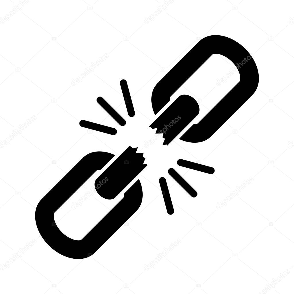 Broken chain link vector icon