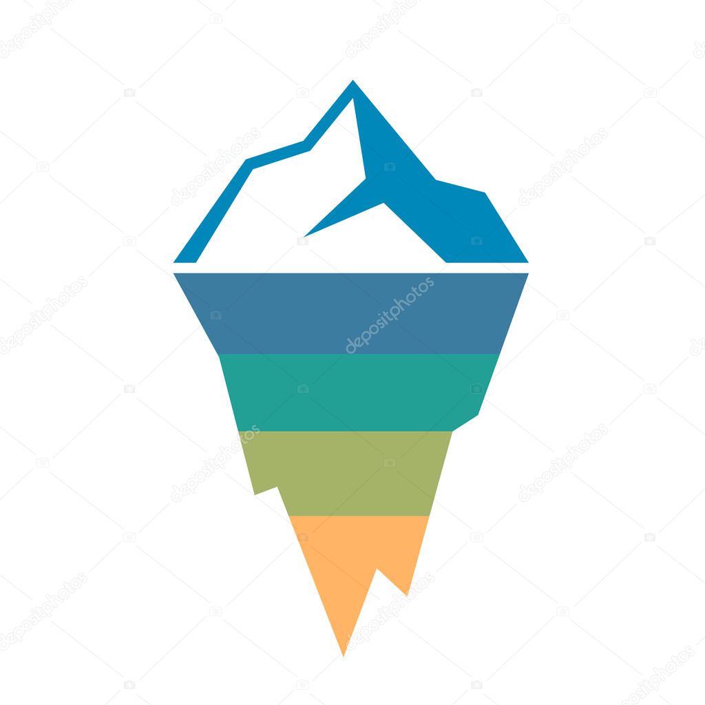 Risk analysis iceberg chart layout vector illustration isolated on white background