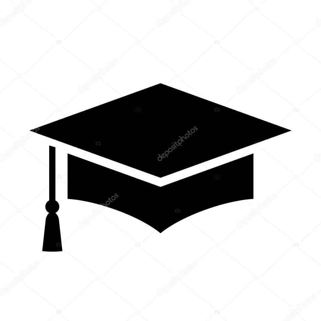 Graduation cap vector symbol illustration isolated on white background