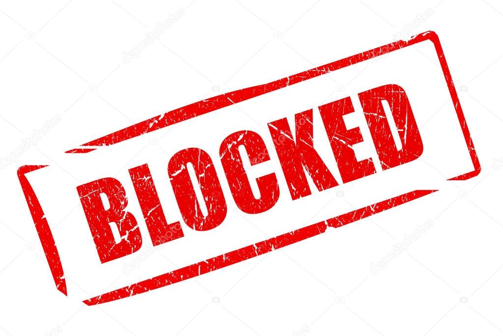 Blocked red ink imprint illustration isolated on white background