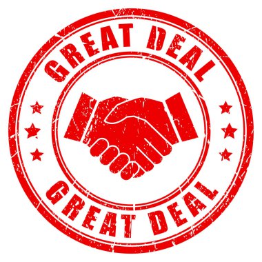 Great deal handshake red rubber stamp clipart