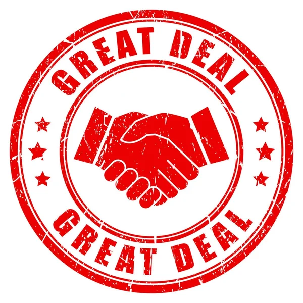 Great deal handshake red rubber stamp — Stock Vector