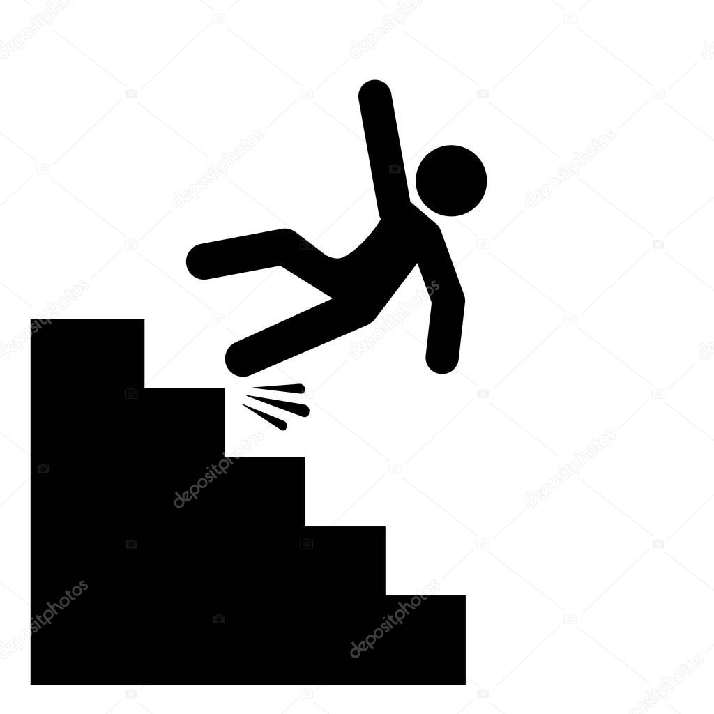 Stairs falling danger vector icon