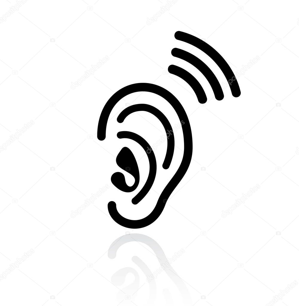 Human ear vector symbol illustration isolated on white background