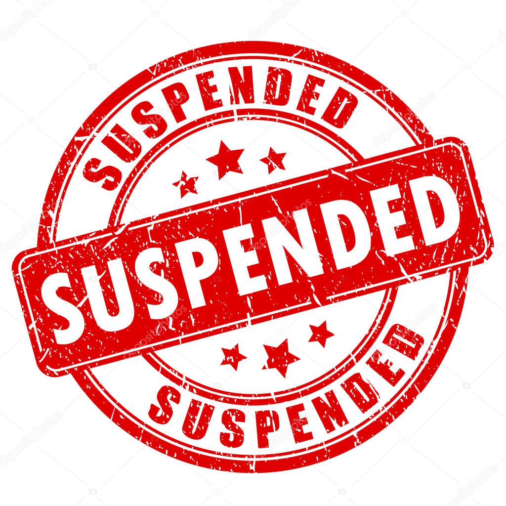 Suspended red rubber stamp illustration isolated on white background