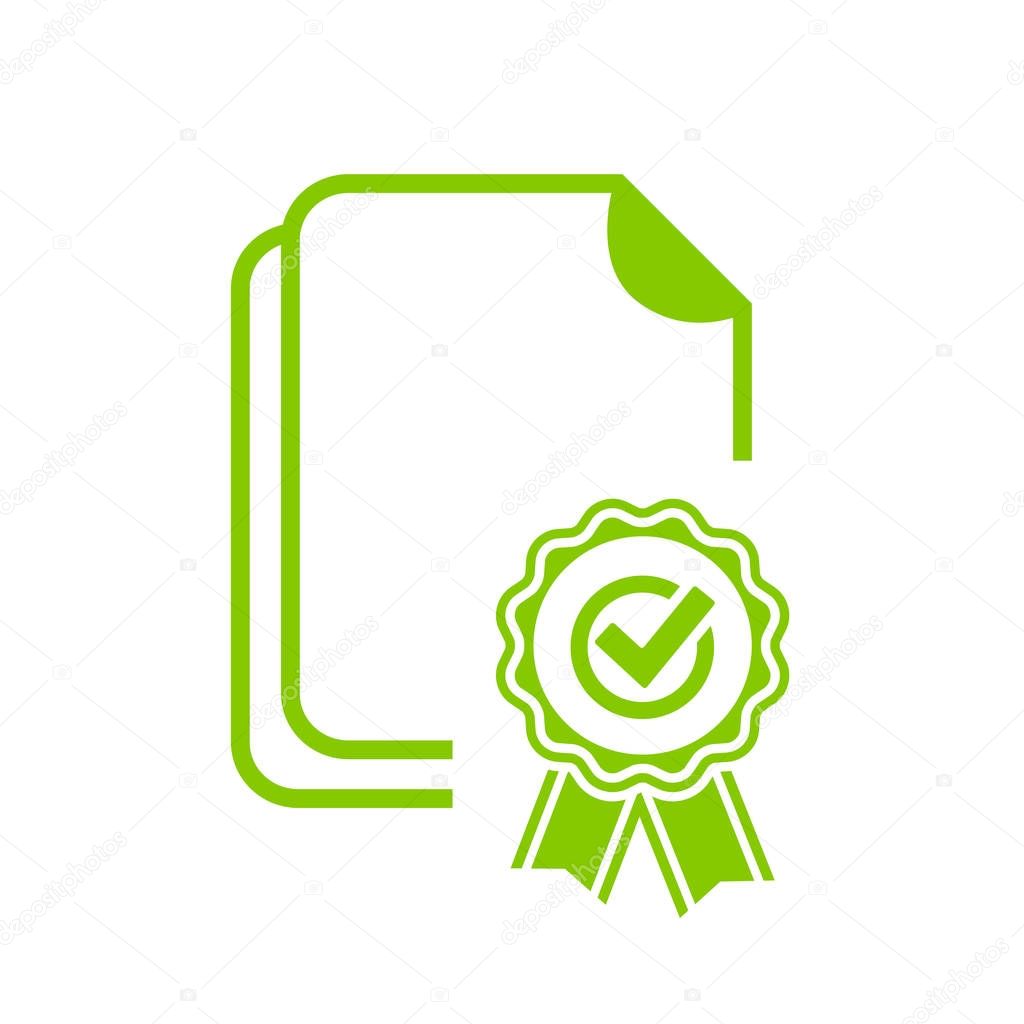 Green sealed certificates vector icons illustration isolated on white background