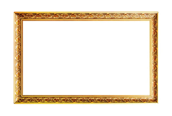 Wide gold horizontal wooden frame — Stock Photo, Image
