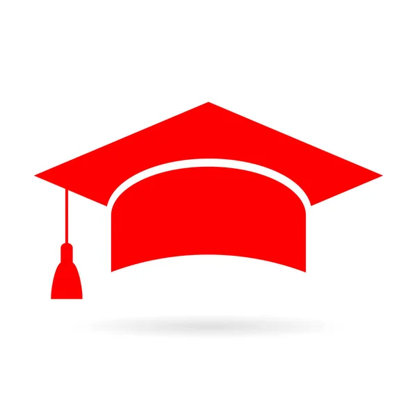 Icono de tapa de graduado académico rojo — Vector de stock