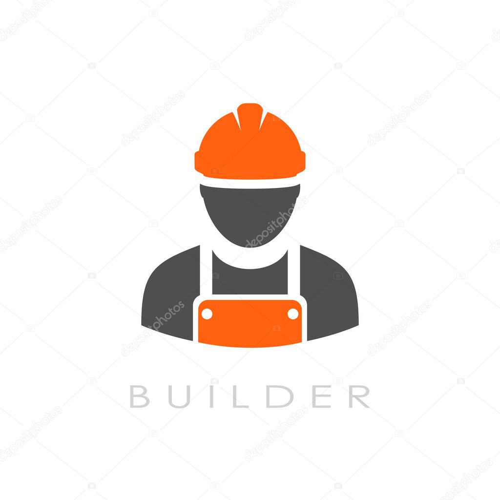 Builder with hard hat vector logotype illustration isolated on white background