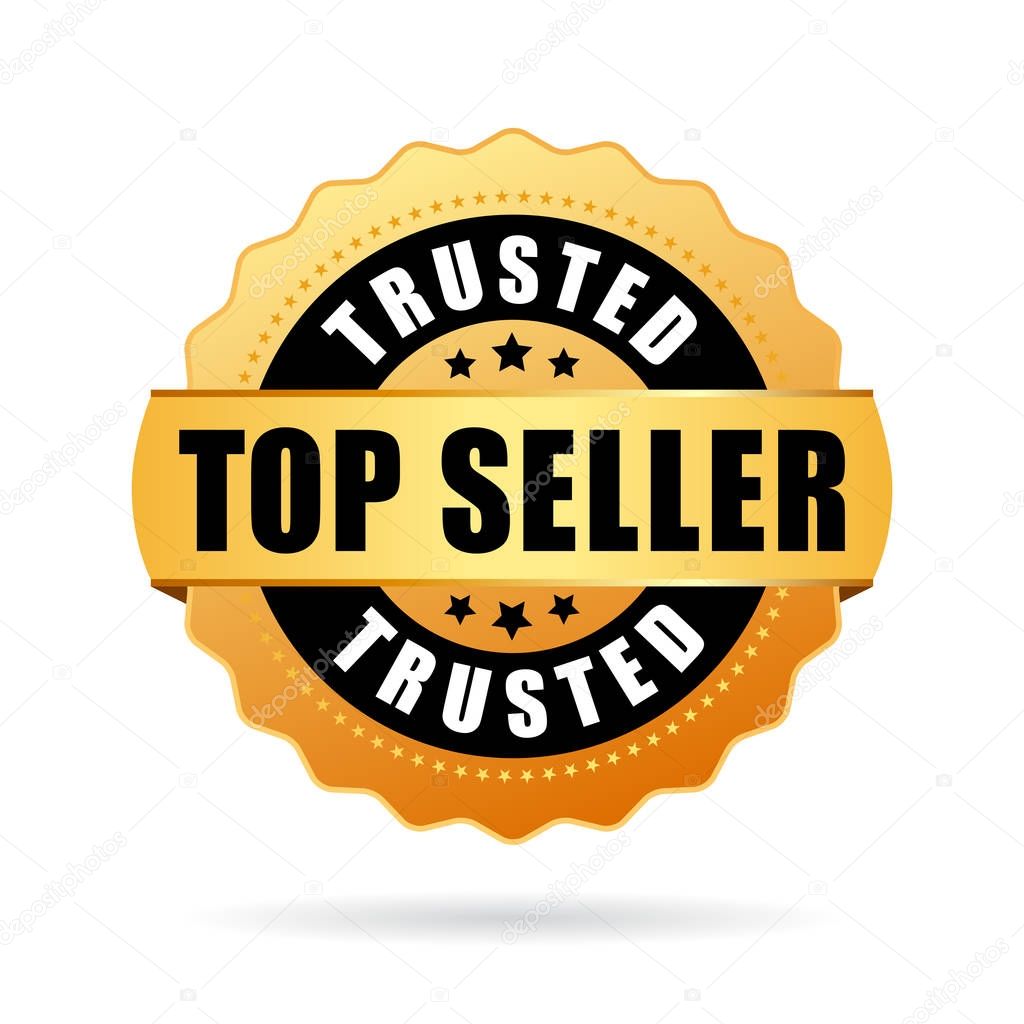 Trusted top seller golden vector icon illustration isolated on white background