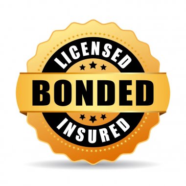 Licensed bonded insured vector gold medal illustration isolated on white background clipart