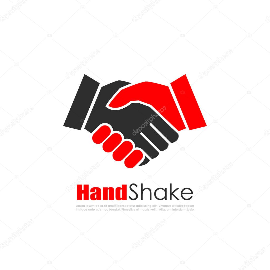 Hand shake abstract business vector logo illustration isolated on white background