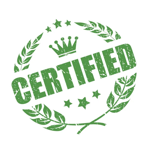 Selo de laurel vetorial certificado verde — Vetor de Stock