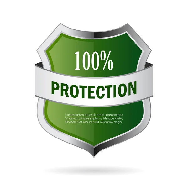 Metal silver shield protection vector icon — Stock Vector