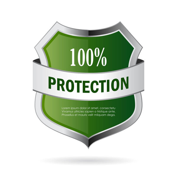 Metal silver shield protection vector icon
